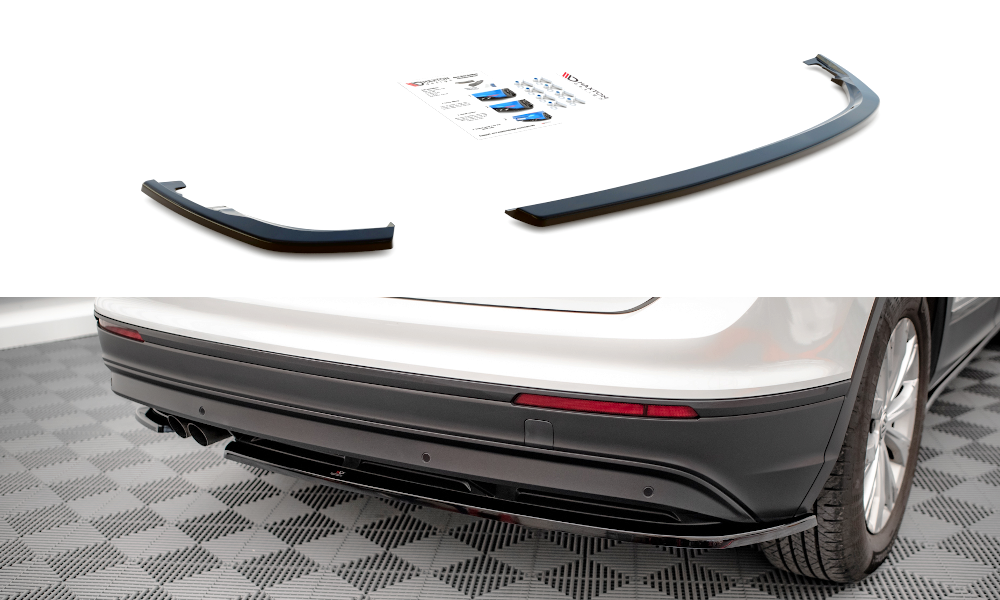 Heck Ansatz Flaps Diffusor für Volkswagen Tiguan Mk2 schwarz matt