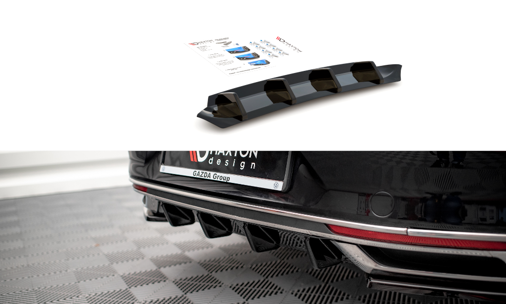 Diffusor Heck Ansatz für Volkswagen Passat B8 Facelift schwarz matt