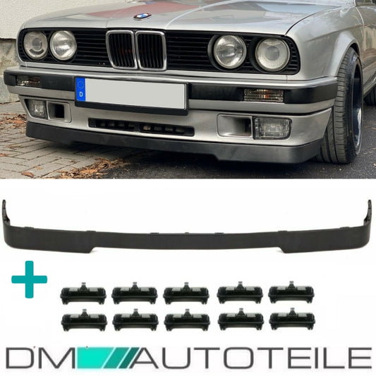 Frontspoiler Lippe vorne Schwarz + 10x Montage Clips 82-94 passend für BMW E30