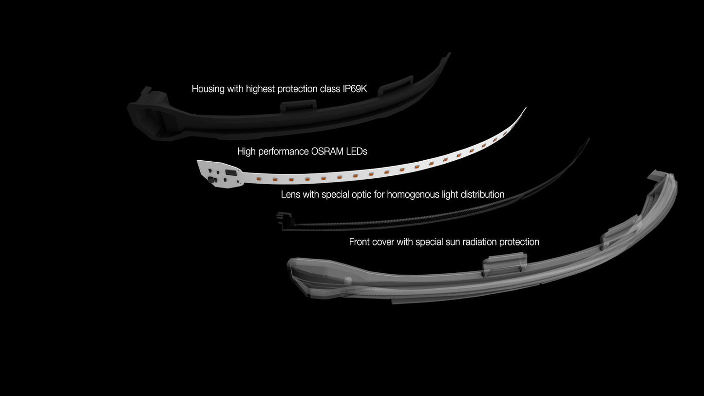 2x OSRAM Dynamische LED Spiegelblinker passt für VW Golf 7 Touran 5T Weiß
