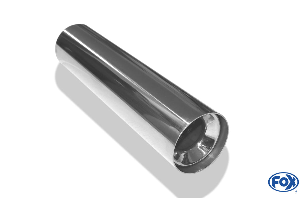 FOX Anschweißendrohr Typ 11 Ø 70 mm / Gesamtlänge: 300 mm  - rund / uneingerollt / gerade / mit Absorber (Innendurchmesser 40mm - Länge: 150mm)