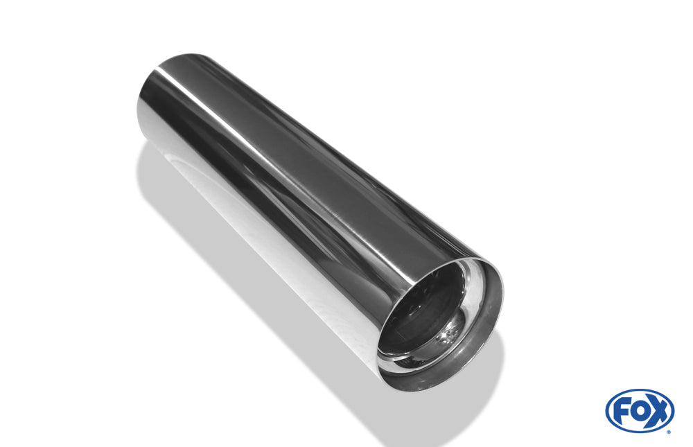 FOX Anschweißendrohr Typ 11 Ø 76 mm / Länge: 300 mm  - rund / uneingerollt / gerade / mit Absorber (Innendurchmesser 50mm - Länge: 150mm)