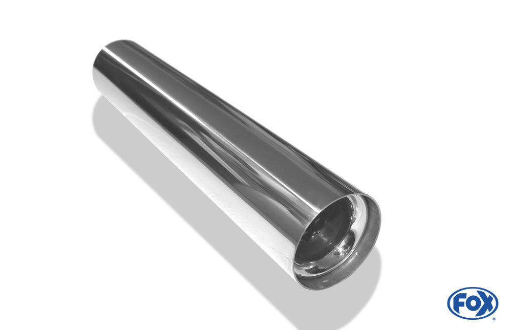 FOX Anschweißendrohr Typ 11 Ø 76 mm / Länge: 400 mm  - rund / uneingerollt / gerade / mit Absorber (Innendurchmesser 50mm - Länge: 150mm)
