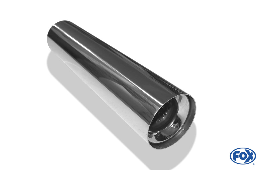 FOX Anschweißendrohr Typ 11 Ø 90 mm / Länge: 400 mm  - rund / uneingerollt / gerade / mit Absorber  (Innendurchmesser 50mm - Länge: 150mm)