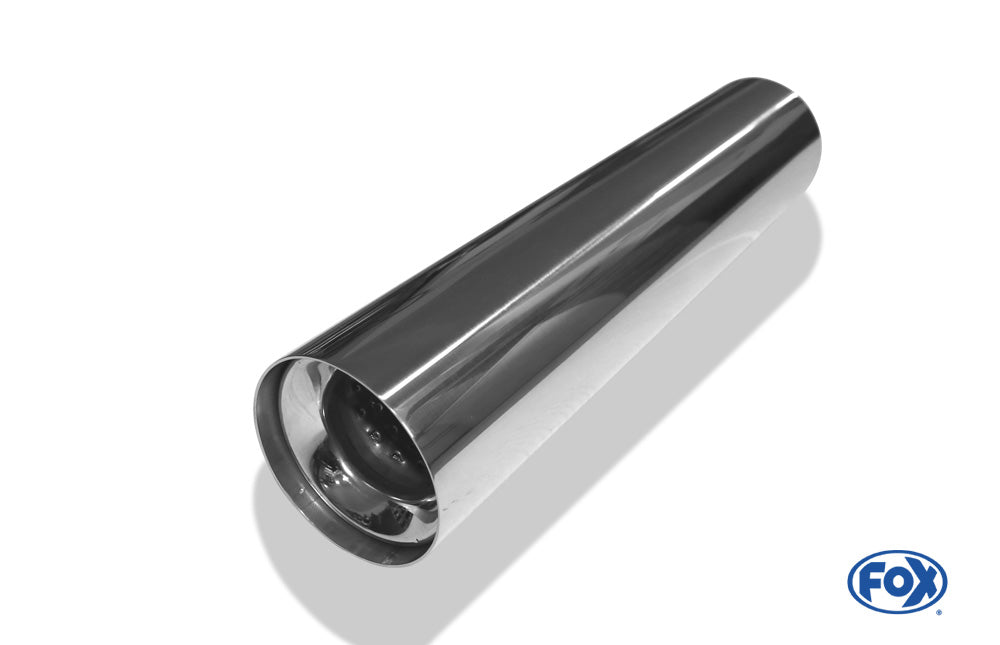 FOX Anschweißendrohr Typ 11 Ø 90 mm / Länge: 400 mm  - rund / uneingerollt / gerade / mit Absorber  (Innendurchmesser 50mm - Länge: 150mm)