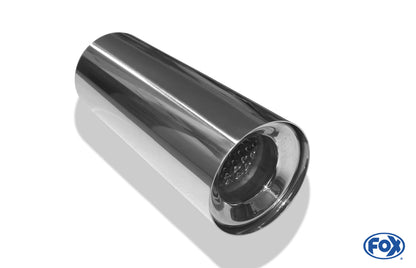 FOX Anschweißendrohr Typ 11 Ø 114 mm / Länge: 300 mm  - rund / uneingerollt / gerade / mit Absorber (Innendurchmesser 70mm - Länge: 150mm)