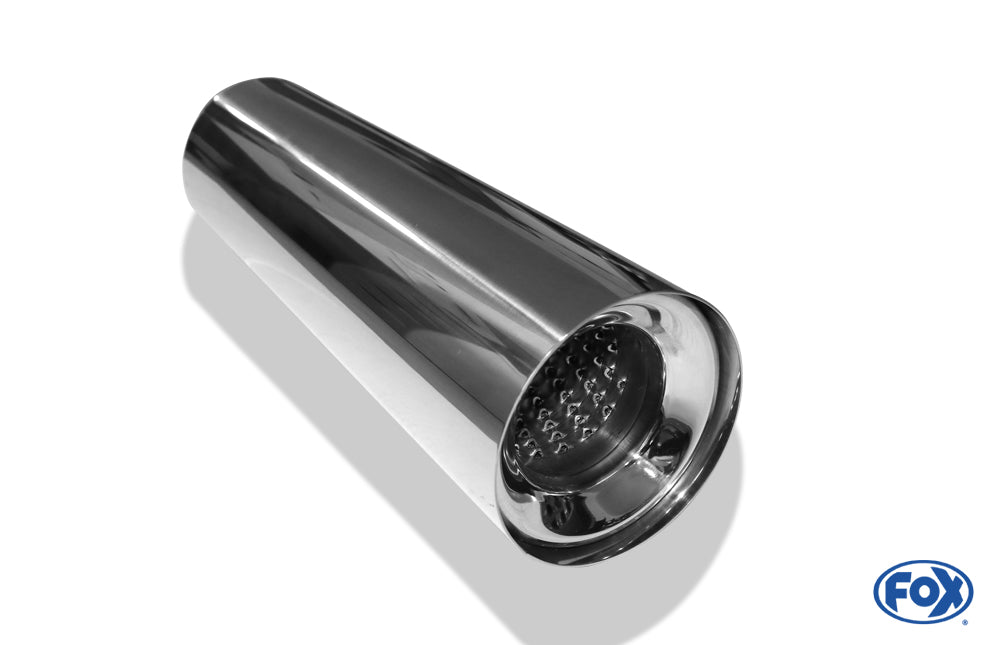 FOX Anschweißendrohr Typ 11 Ø 114 mm / Länge: 400 mm  - rund / uneingerollt / gerade / mit Absorber (Innendurchmesser 70mm - Länge: 150mm)