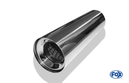 FOX Anschweißendrohr Typ 11 Ø 114 mm / Länge: 400 mm  - rund / uneingerollt / gerade / mit Absorber (Innendurchmesser 70mm - Länge: 150mm)