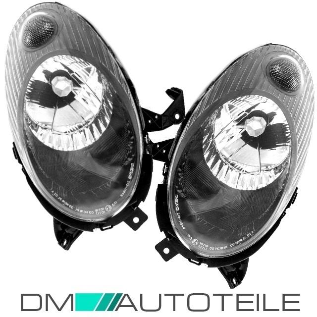 Set Nissan Micra K12 Scheinwerfer rechts & links Schwarz Bj 03-07 H4 Fassung