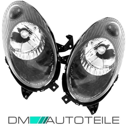 Set Nissan Micra K12 Scheinwerfer rechts & links Schwarz Bj 03-07 H4 Fassung