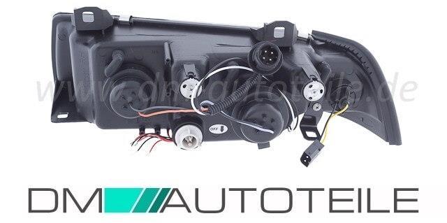 Set Angel Eyes Scheinwerfer Schwarz H1 passt für BMW E36 Bj 90-99 Limousine Touring