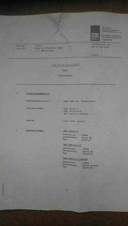 Astra f Heckansatz Tuning Heckschürze neu Original