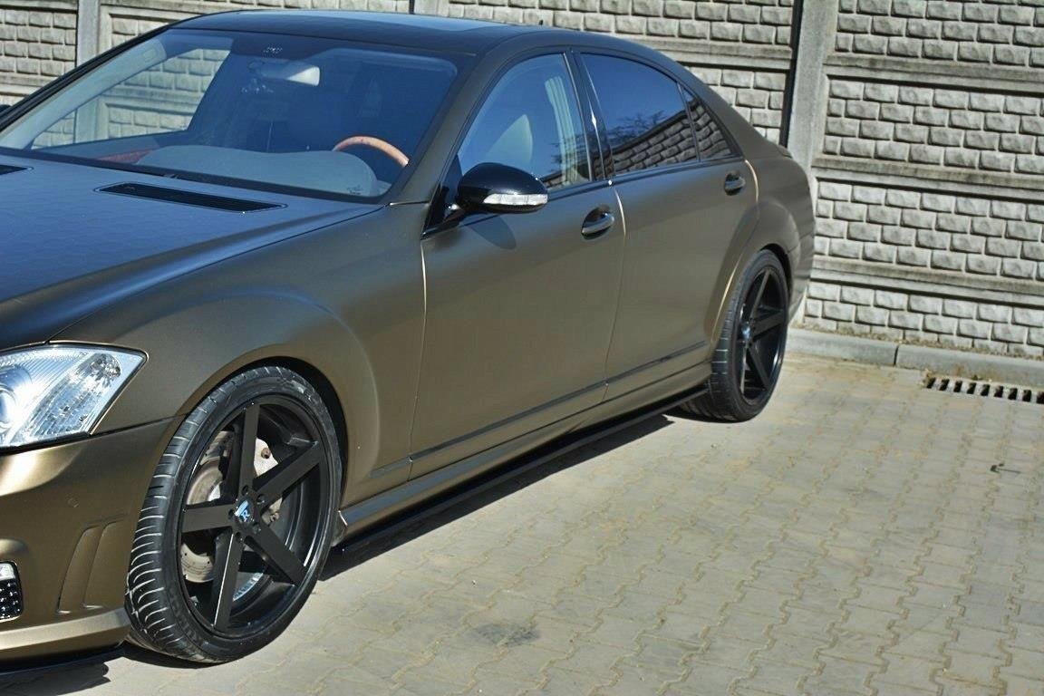 Seitenschweller Ansatz für MERCEDES S-KLASSE W221 AMG LWB schwarz matt