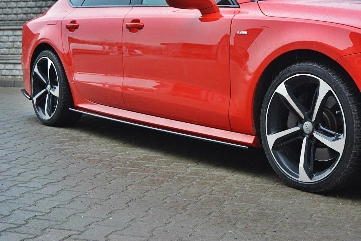 Seitenschweller Ansatz für Audi S7 / A7 S-Line C7 FL schwarz matt