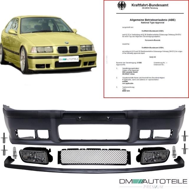 *ABE* Stoßstange SPORT+GT Lippe+ Nebel Black passt für BMW E36 auch M3 M +Nieten