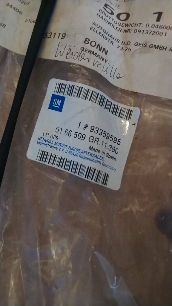 Meriva A Bowdenzug Sitzverstellung neu Original gm 93359595