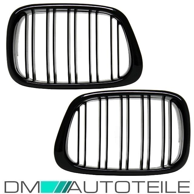 SATZ 2x Kühlergrill Doppelsteg Schwarz Hochglanz passend für BMW 3er E36 Bj. 91-96 M M3
