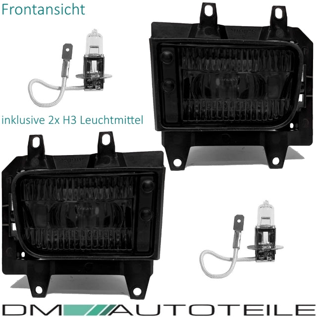 2x Nebelscheinwerfer Schwarz Echtglas +Set H3 passt für BMW E30 Facelift ab 1987