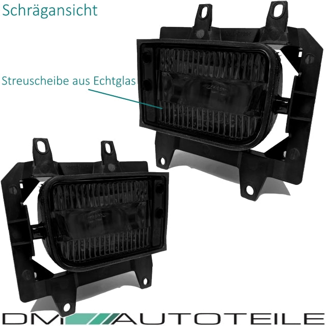 2x Nebelscheinwerfer Schwarz Echtglas +Set H3 passt für BMW E30 Facelift ab 1987