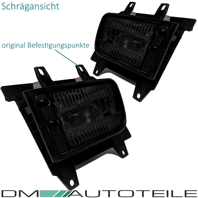 2x Nebelscheinwerfer Schwarz Echtglas +Set H3 passt für BMW E30 Facelift ab 1987