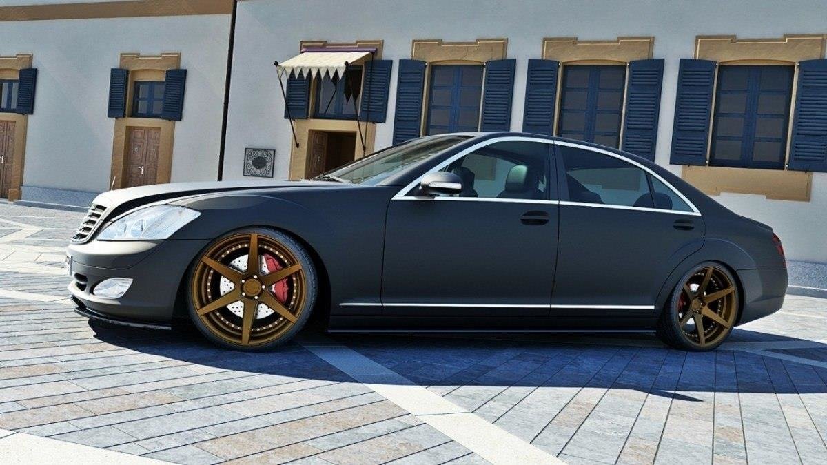 Seitenschweller Ansatz für MERCEDES S-KLASSE W221 LONG Carbon Look