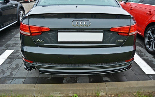 Heck Ansatz Flaps Diffusor für Audi A4 B9 S-Line schwarz Hochglanz