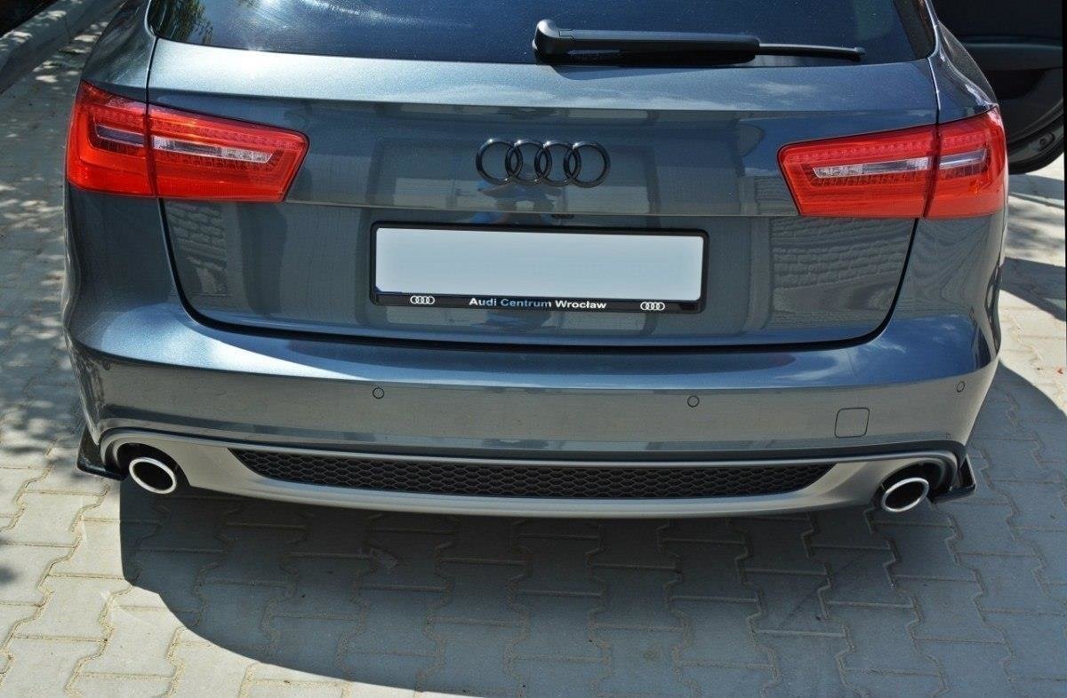 Heck Ansatz Flaps Diffusor für AUDI A6 C7 S-LINE AVANT schwarz Hochglanz