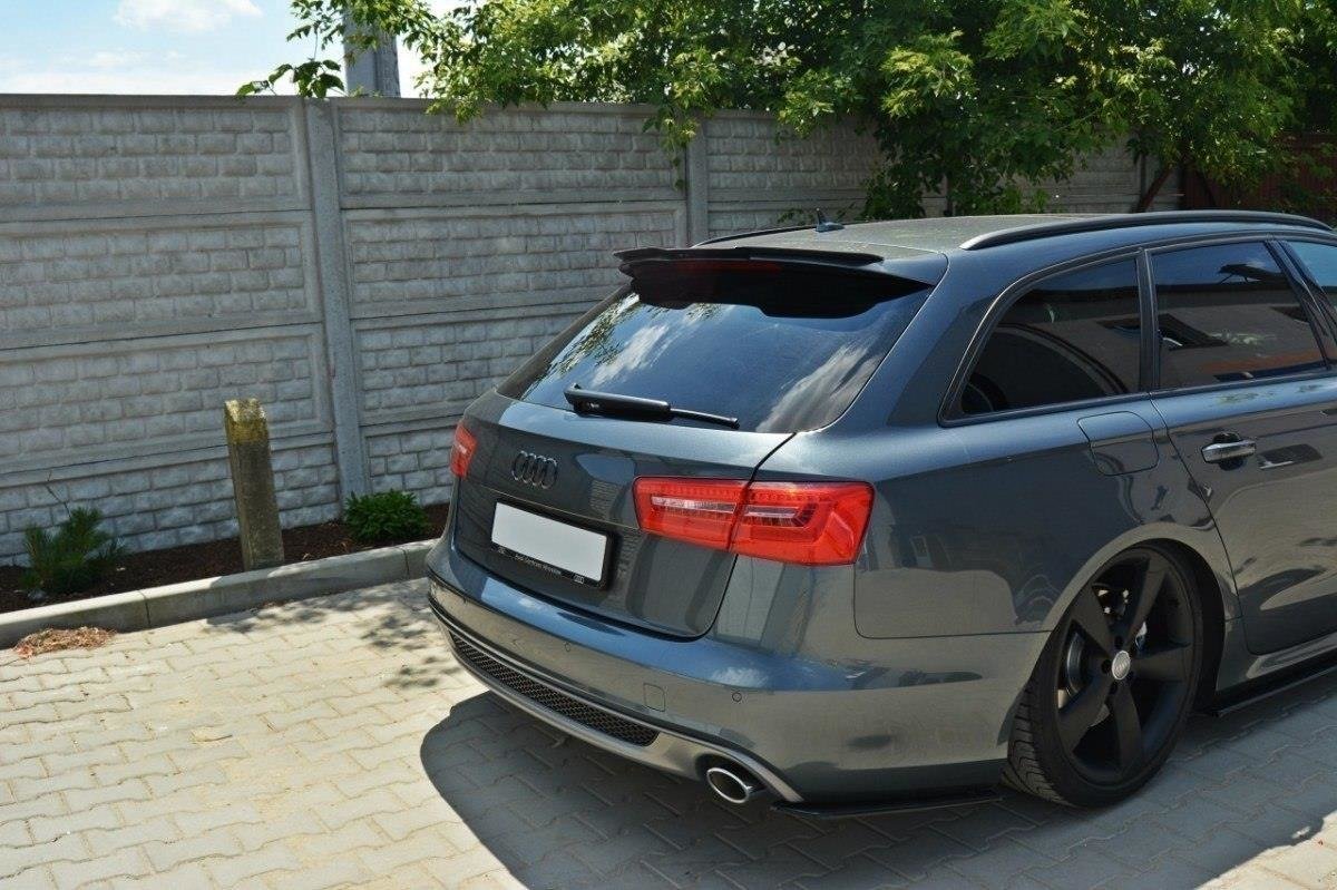 Heck Ansatz Flaps Diffusor für AUDI A6 C7 S-LINE AVANT schwarz Hochglanz