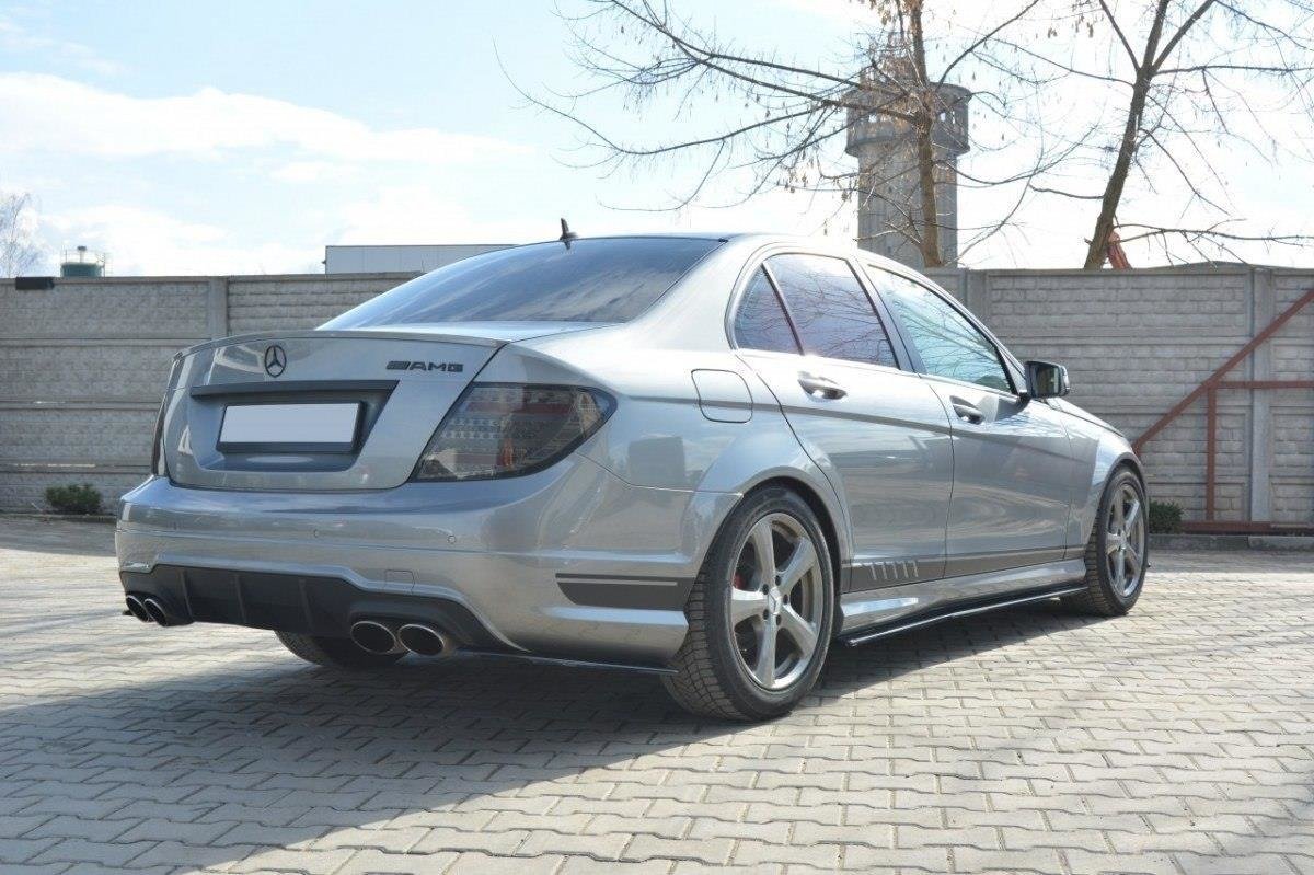 Heck Ansatz Flaps Diffusor für Mercedes C W204 63 AMG/AMG-Line Carbon Look