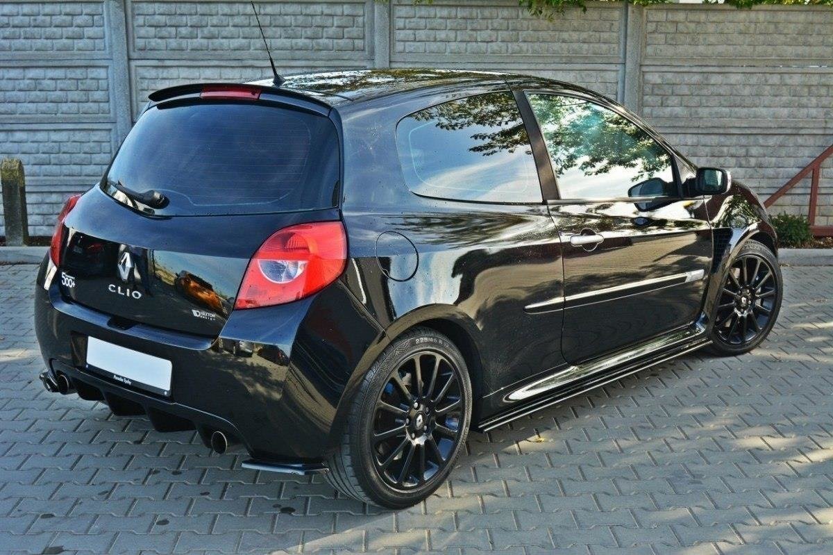 Heck Ansatz Flaps Diffusor für RENAULT CLIO III RS schwarz matt