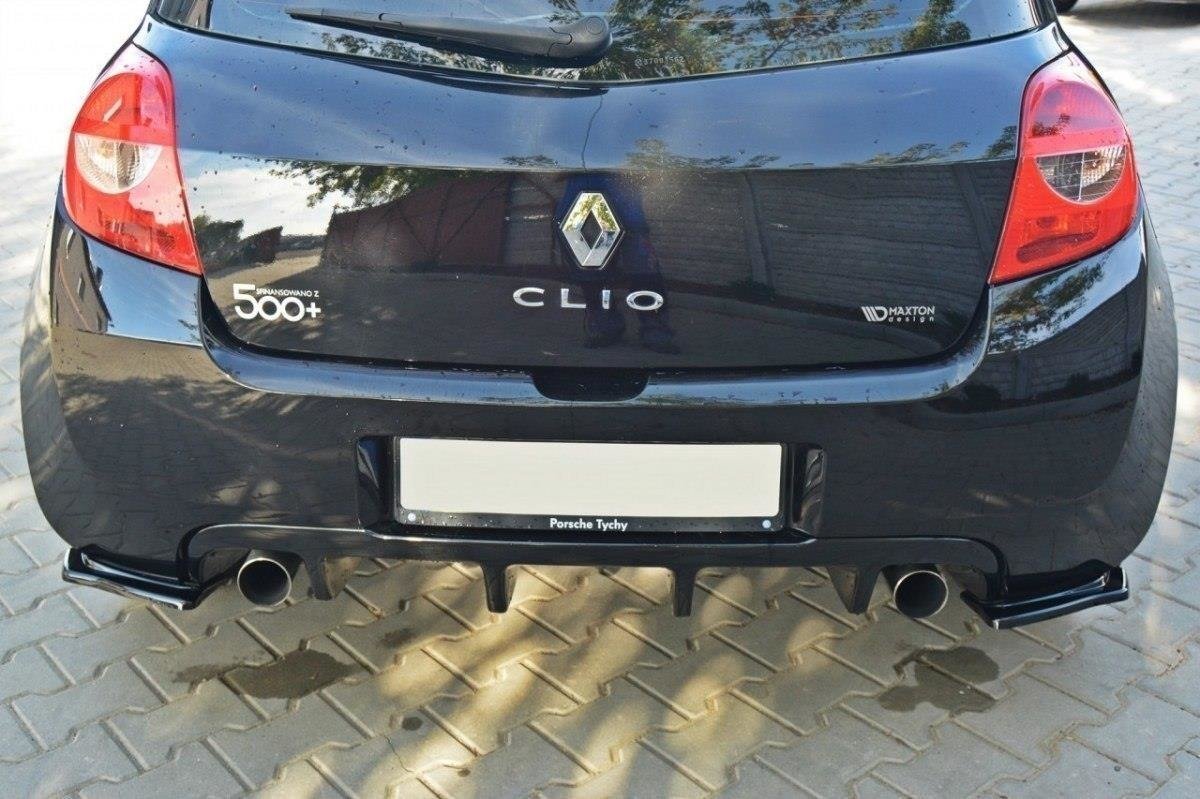 Heck Ansatz Flaps Diffusor für RENAULT CLIO III RS schwarz matt
