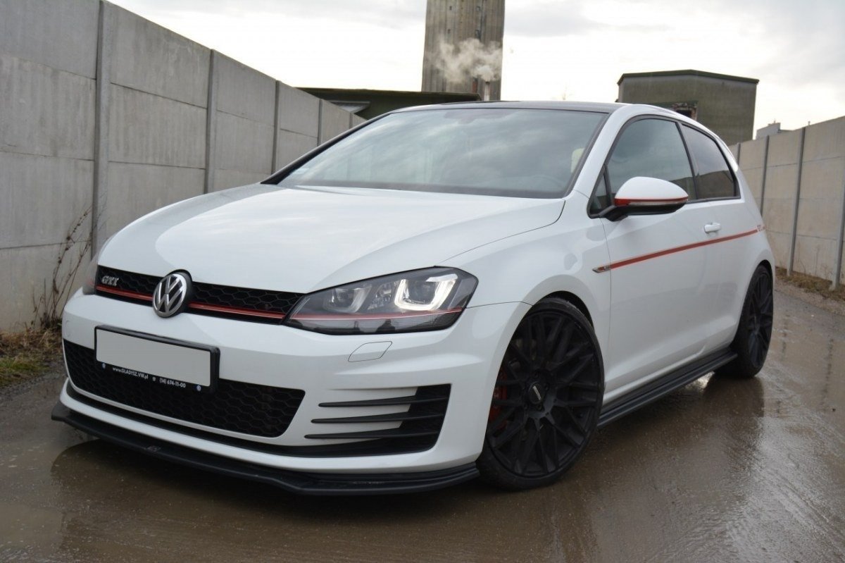 Seitenschweller Ansatz für VW GOLF 7 GTI PREFACE/FACELIFT (breit) schwarz Hochglanz