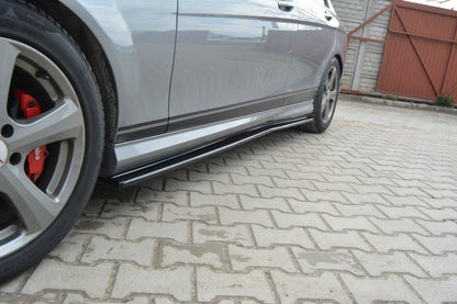 Seitenschweller Ansatz für Mercedes C W204 AMG-Line (vor Facelift) Carbon Look