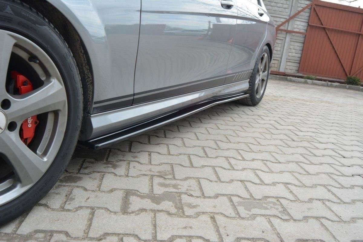 Seitenschweller Ansatz für Mercedes C W204 AMG-Line (vor Facelift) schwarz matt