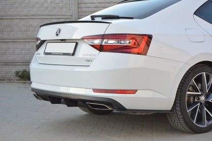 Diffusor Heck Ansatz für Skoda Superb Mk3 schwarz Hochglanz