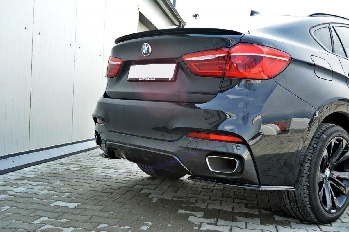 Heck Ansatz Flaps Diffusor für BMW X6 F16 M Paket Carbon Look