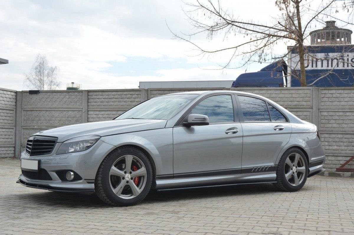Seitenschweller Ansatz für Mercedes C W204 AMG-Line (vor Facelift) schwarz matt