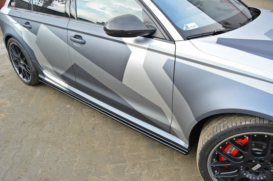 Seitenschweller Ansatz für Audi RS6 C7 / C7 FL schwarz Hochglanz