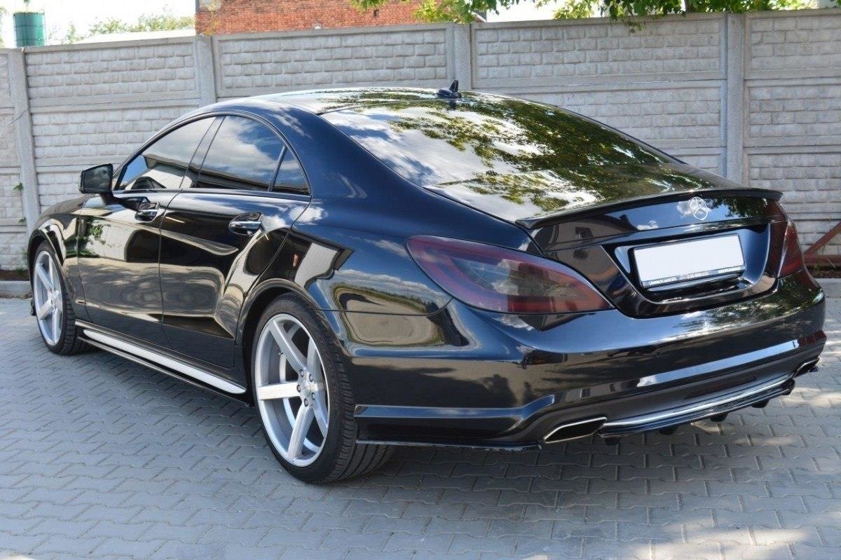 Heck Ansatz Flaps Diffusor für MERCEDES CLS C218 AMG LINE schwarz matt