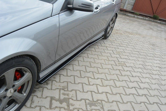 Seitenschweller Ansatz für Mercedes C W204 AMG-Line (vor Facelift) Carbon Look