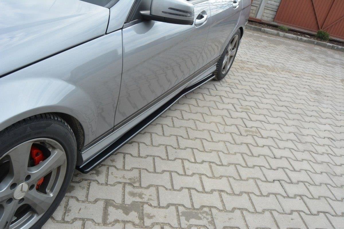 Seitenschweller Ansatz für Mercedes C W204 AMG-Line (vor Facelift) schwarz matt