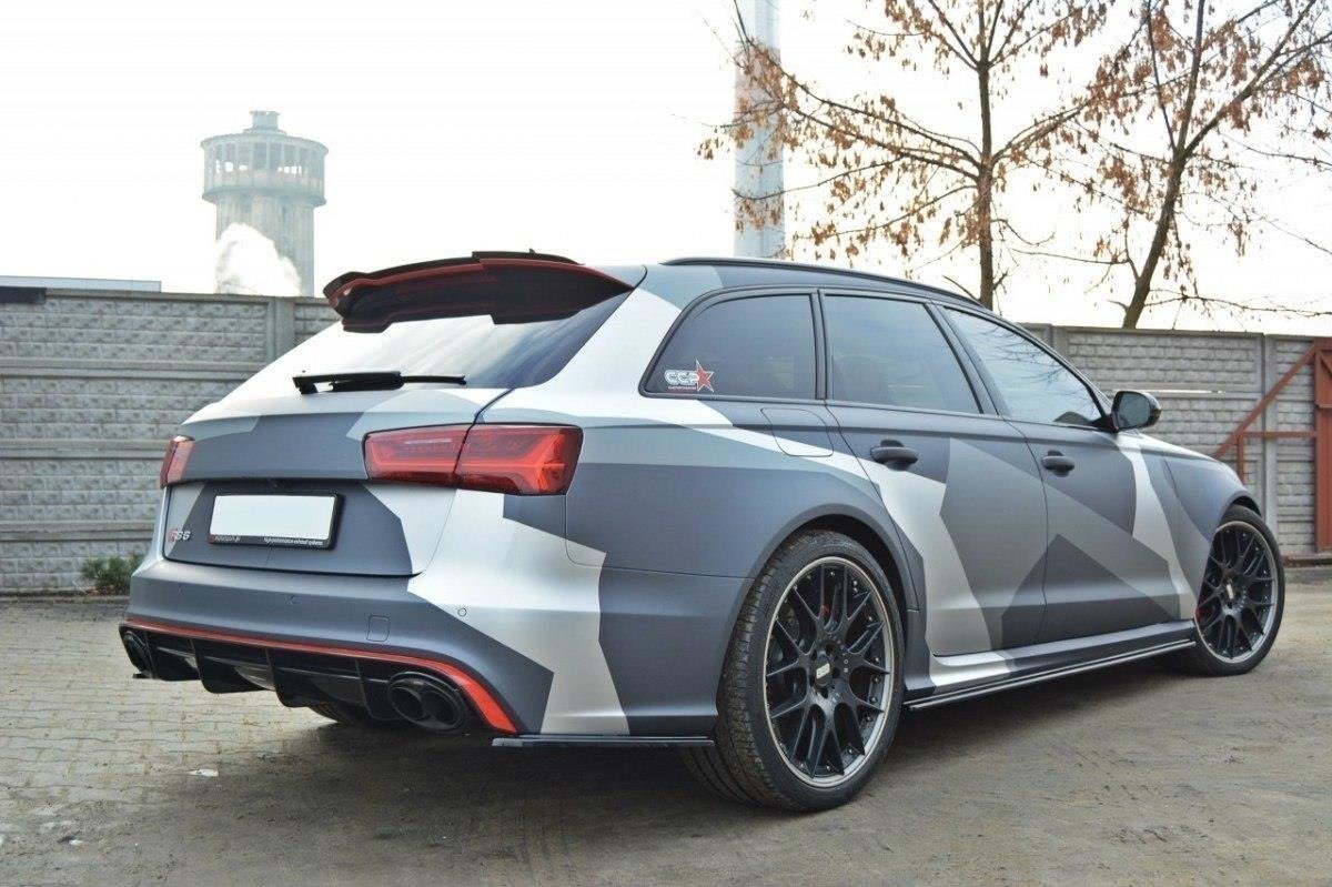 Heck Ansatz Flaps Diffusor für Audi RS6 C7 / C7 FL schwarz Hochglanz