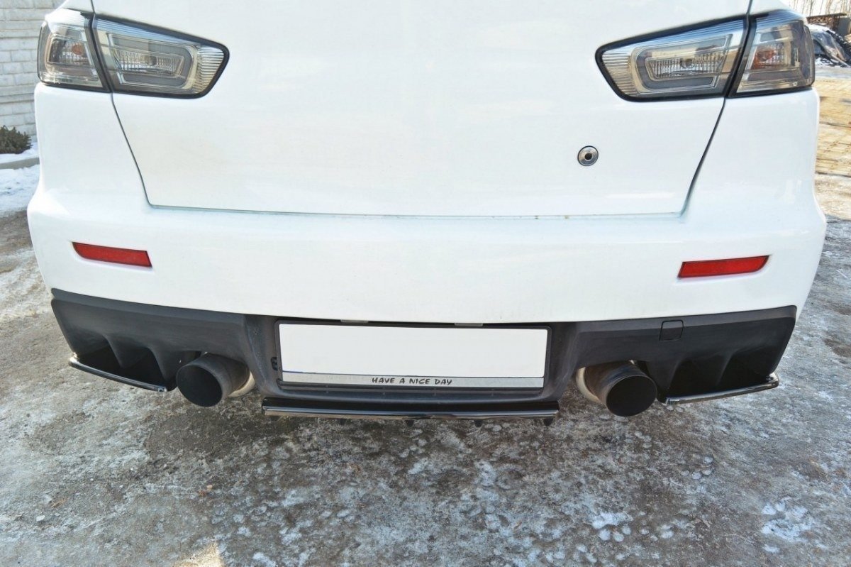 Heck Ansatz Flaps Diffusor für Mitsubishi Lancer Evo X schwarz matt