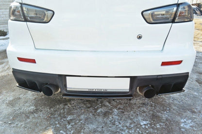 Heck Ansatz Flaps Diffusor für Mitsubishi Lancer Evo X schwarz matt