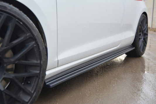 Seitenschweller Ansatz für VW GOLF 7 GTI PREFACE/FACELIFT (breit) schwarz Hochglanz