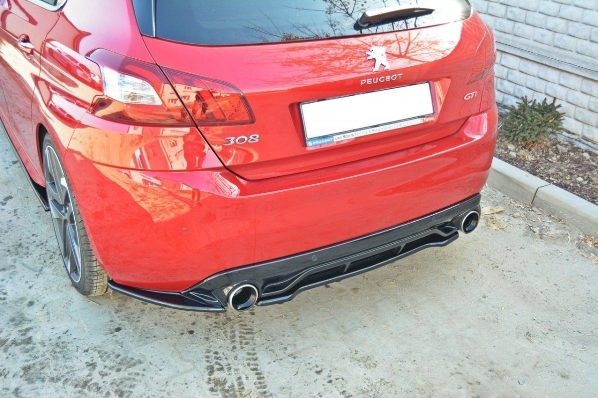 Mittlerer Diffusor Heck Ansatz für PEUGEOT 308 II GTI im DTM LOOK schwarz Hochglanz