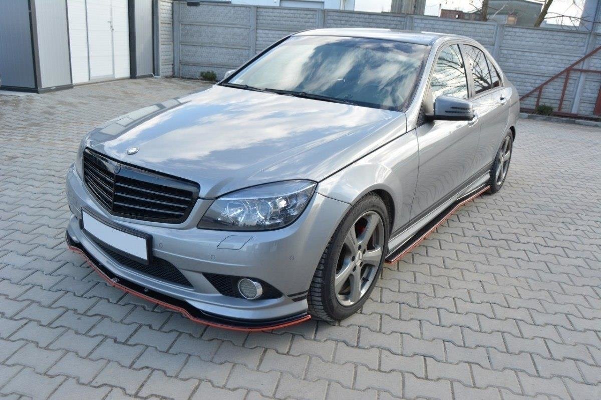 Seitenschweller Ansatz für Mercedes C W204 AMG-Line (vor Facelift) schwarz matt
