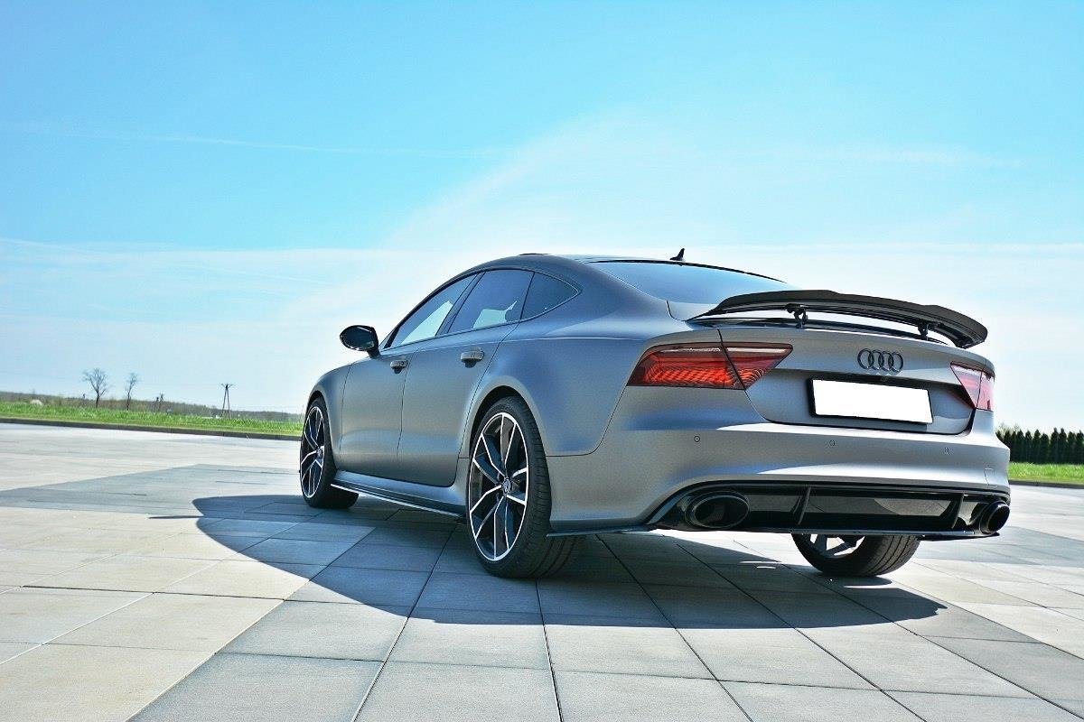 Mittlerer Diffusor Heck Ansatz für Audi RS7 Facelift schwarz Hochglanz