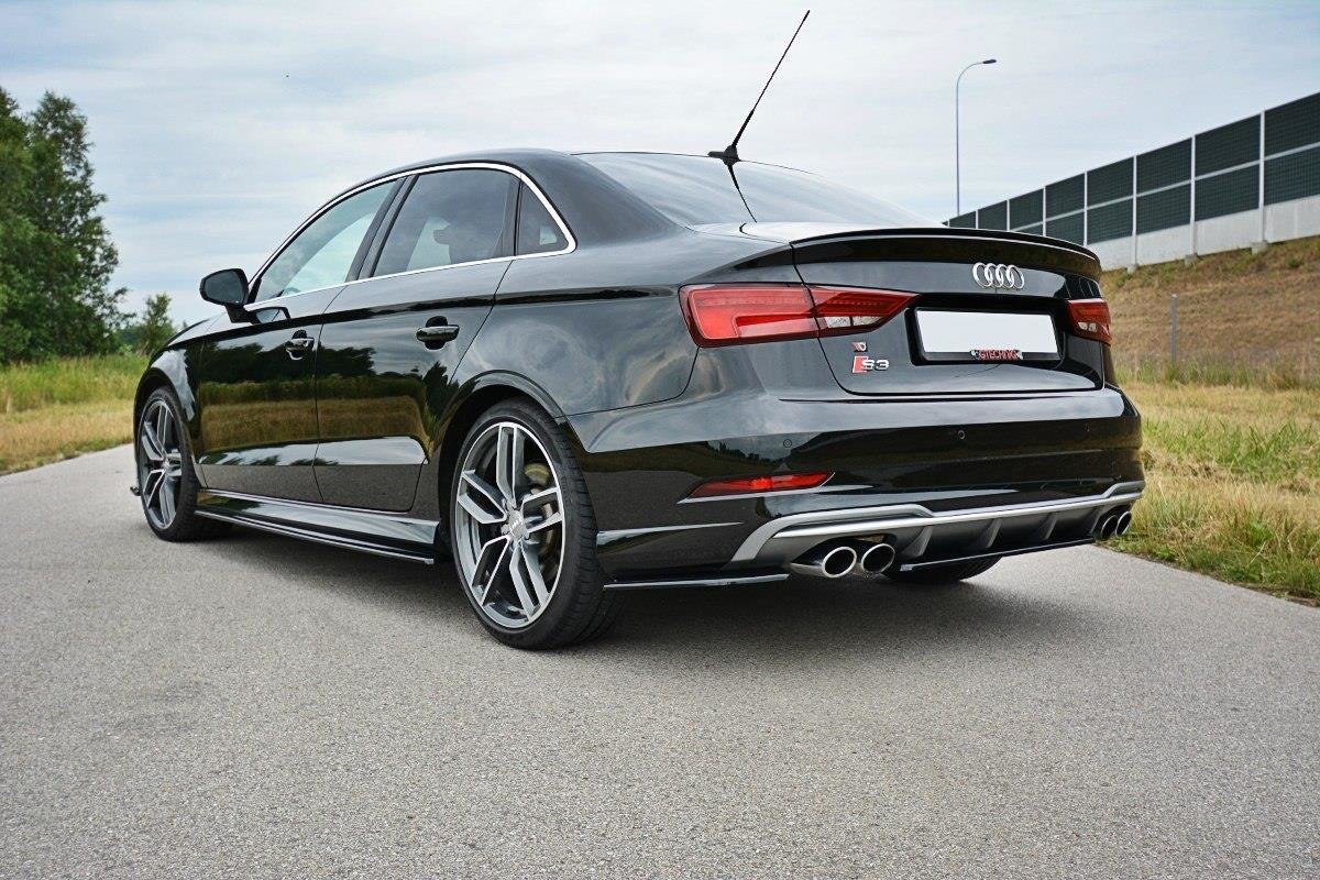 Heck Ansatz Flaps Diffusor für Audi S3 / A3 S-Line 8V FL Limousine schwarz matt