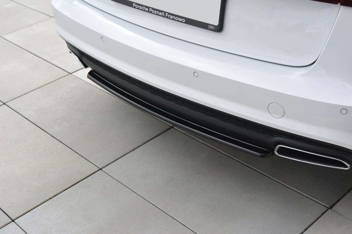 Mittlerer Diffusor Heck Ansatz für Audi A6 C7 Avant S-line Facelift schwarz matt